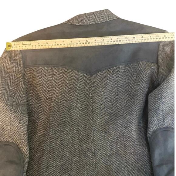 Pendleton Men's Wool Herringbone Blazer Jacket Sz 46 Elbow Patches Western Suede - Picture 12 of 13